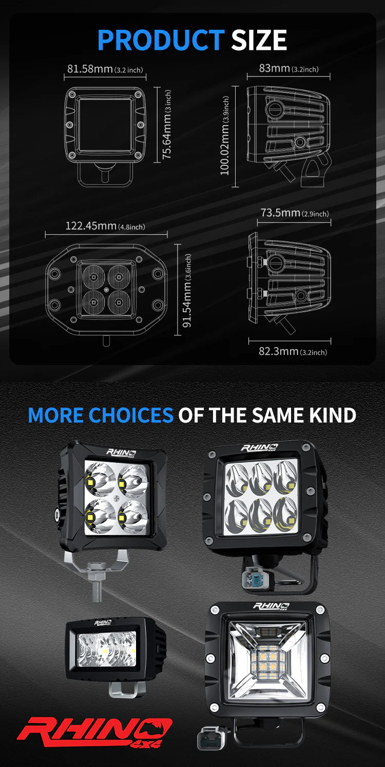LED Light SPOT POD Pair 40 W Rhino 4x4