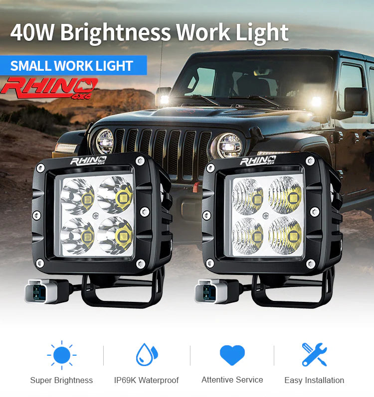 LED Light SPOT POD Pair 40 W Rhino 4x4