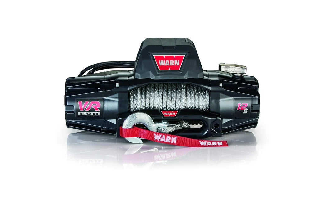 WARN 103255 VR EVO 12-S Electric 12V DC Winch with Synthetic Rope: 3/8" Diameter x 90' Length, 6 Ton (12,000 lb) Pulling Capacity , Black