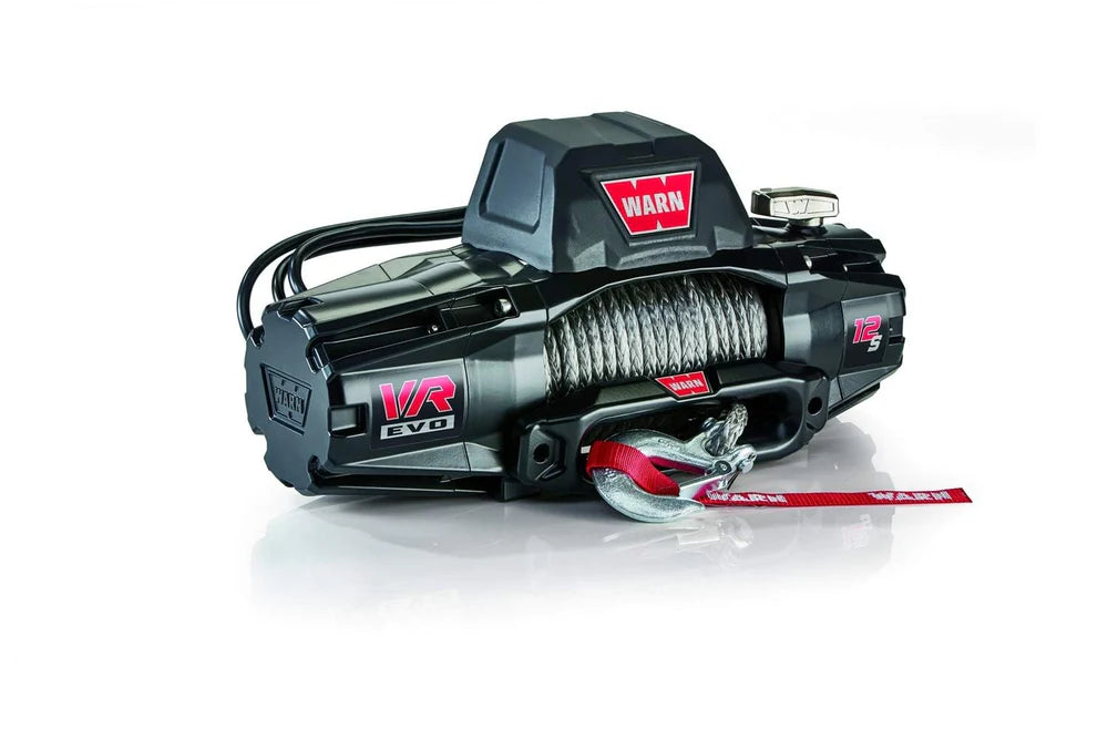 WARN 103255 VR EVO 12-S Electric 12V DC Winch with Synthetic Rope: 3/8" Diameter x 90' Length, 6 Ton (12,000 lb) Pulling Capacity , Black